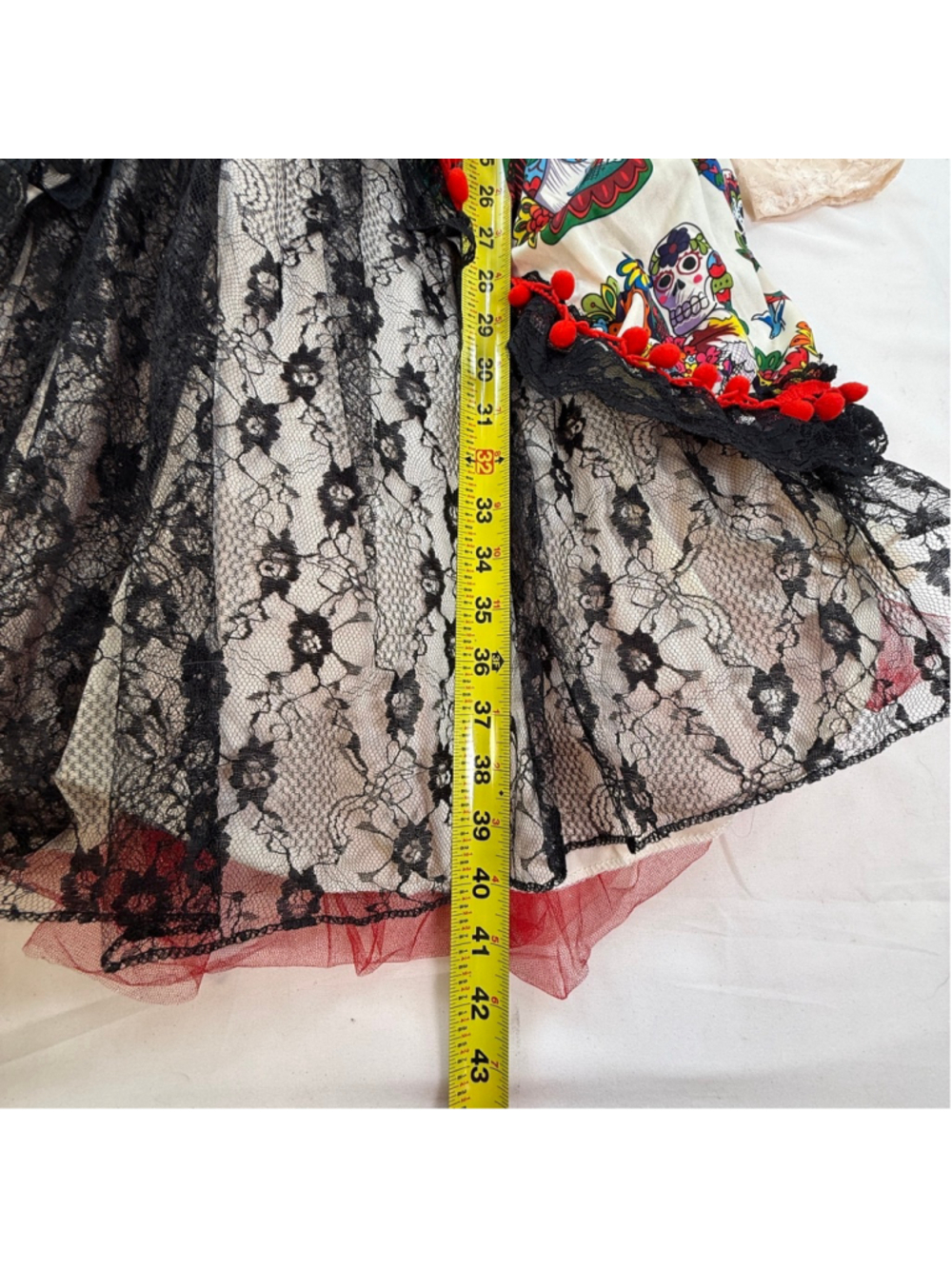 Spirit Day of the Dead Sugar Skull Lace Costume Dress Womens XL Halloween Gothic - Picture 6 of 14